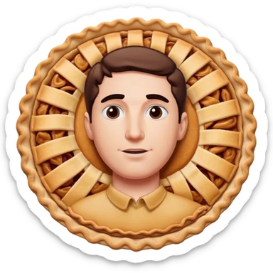 Jim from American pie with an apple pie sticker