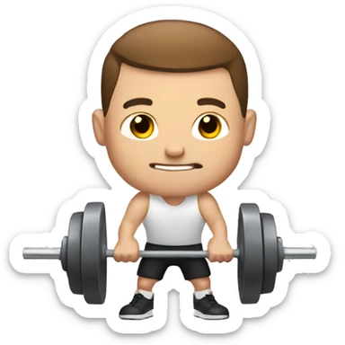 white man brown haired lifting weights sticker