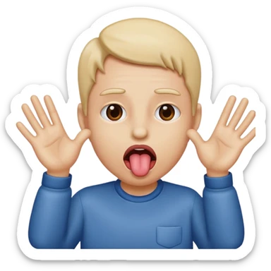 Tongue sticking out and hands going to side sticker
