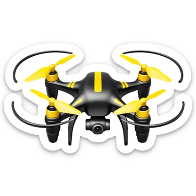 Quadcopter in black and yellow style  sticker