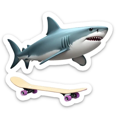 shark skateboarding sticker