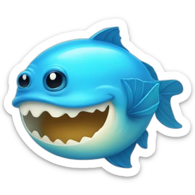 blue magic fat thing with a cyen face and a cyan fish fin sticker