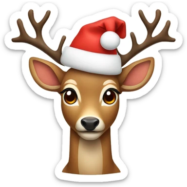 Deer with a Christmas hat sticker