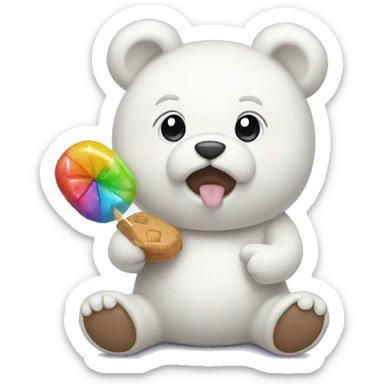 White teddy eat candy sticker