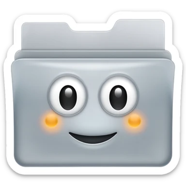 A **minimal emoji-style icon** of a frosted light-gray plastic folder, rectangular with **rounded corner*, **elastic string closure with a circular button** at the center, slightly translucent surface, clean flat front, subtle soft shading, a
 sticker