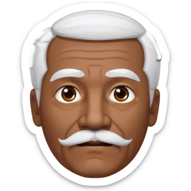 An elderly man emoji with medium-dark skin, swept-back white hair, thick eyebrows, and a short straight white mustache. sticker