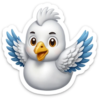 Me podrías hacer un emoji de un pollo con alas de ángel y cuernos de pony sticker