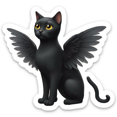 black cat wearing wings  sticker