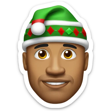 Dwayne Johnson wearing a Christmas hat  sticker