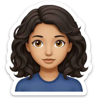 Siyah dalgalı saçlı, esmer, koyu kahverengi gözlü genç kız  sticker