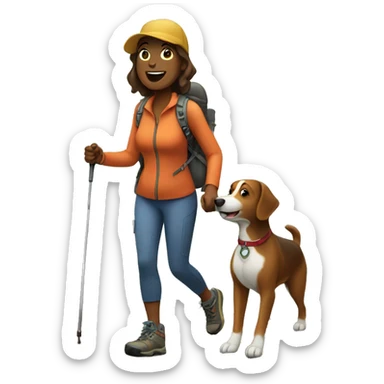 woman hiking with dog sticker