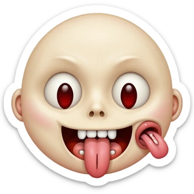 Dead face with tongue sticking out sticker