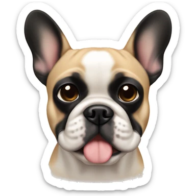 Tan French bulldog with black face sticker