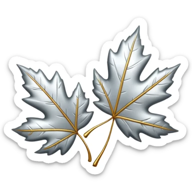 Falling 2 leaves made of silver 🍃 sticker