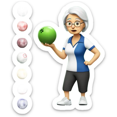 Older Lady playing lawn bowls sticker