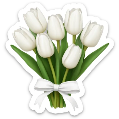 white tulip bouquet with a white bow holding the flowers together sticker