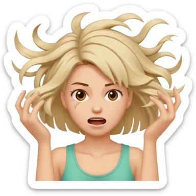 Manic ripping hair out female sticker