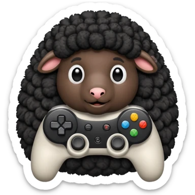 black sheep holding a controller sticker