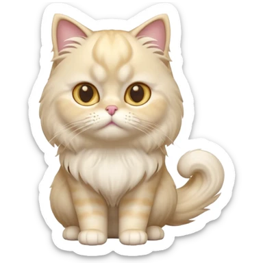 A 3D cartoon Persian cat with soft cream-white long fur, round face, golden eyes, gentle expression, cinematic Memoji-style lighting. full body or half body. sticker
