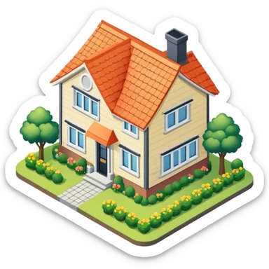 dutch suburban house isometric exterior view sticker