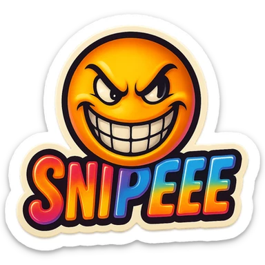 grin EVIL LOOk , Make it say "SNIPEEE" sticker