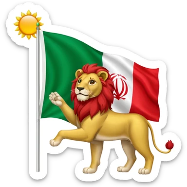 پرچم شیر و خورشید ایران رنگ اول سبز رنگ دوم سفید رنگ سوم قرمز sticker
