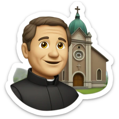 don bosco with a church on his background sticker