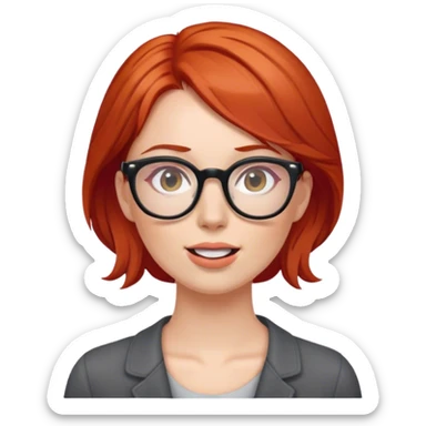 red haired woman with glasses fair skin talking sticker