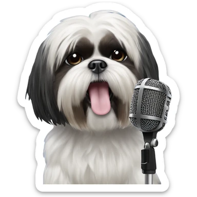 Black shih tzu singer with microphone sticker