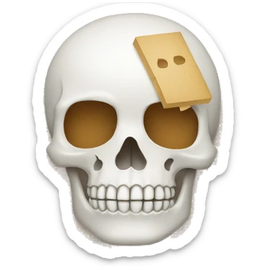 Skull with bandaid on head sticker