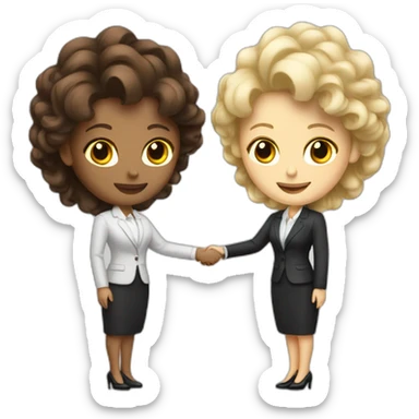 two white business women with different hair colors shaking hands sticker
