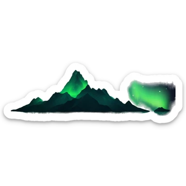 Northern lights on black background with stars as background sticker