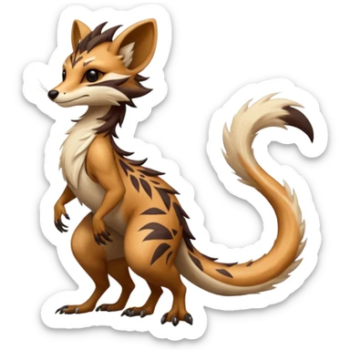Cool furry anthropomorphic fantasy-Vernid-creature by LiLaiRa with a long tufted tail with edgy markings (full body) sticker