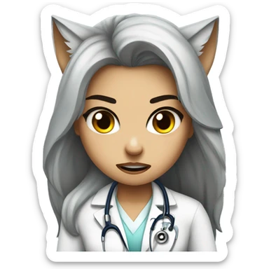 Alpha wolf girl angry protecting a doctor sticker