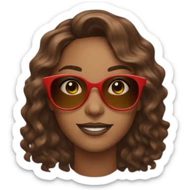 pride sunglasses on female head with wavy brown hair sticker