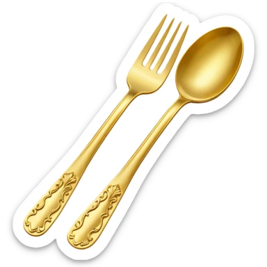 gold spoon and fork sticker