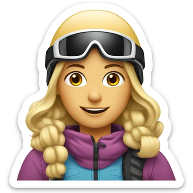 Long blonde haired female skier wearing a helmet skiing on the slopes of whitefish Montana sticker