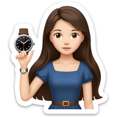 brunette long hairedwoman checking watch sticker