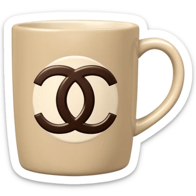Chanel logo mug beige and dark brown sticker
