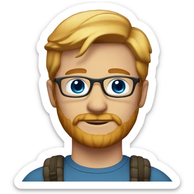 Man-short hair-strawberry blond-beard-blue eyes-glasses sticker