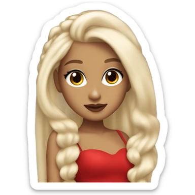 blonde white ariana grande with red dress and red lipstick sticker