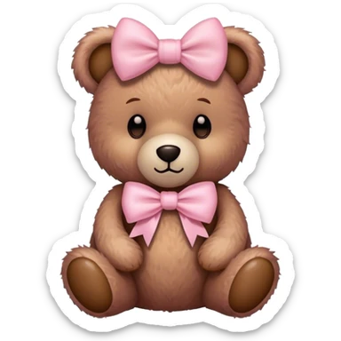 teddy bear with pastel pink bow sticker