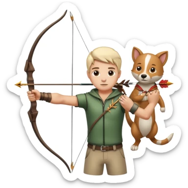 un archer avec une bete de compagnie sticker