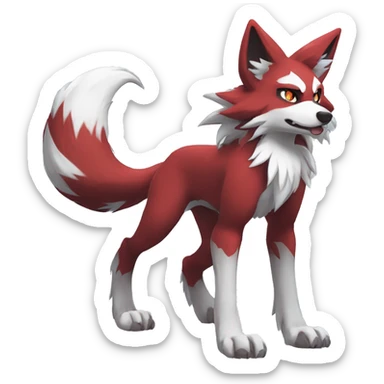 Anthro-Lycanroc-Red-White-Werewolf-Midnight-form Full Body sticker