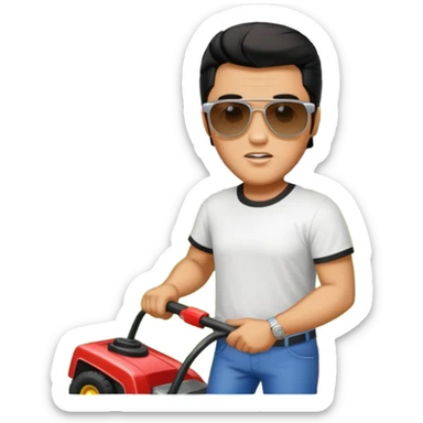 Elvis mowing the yard at Graceland sticker