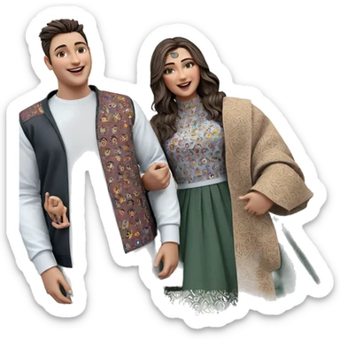 happy girl and boy together sticker