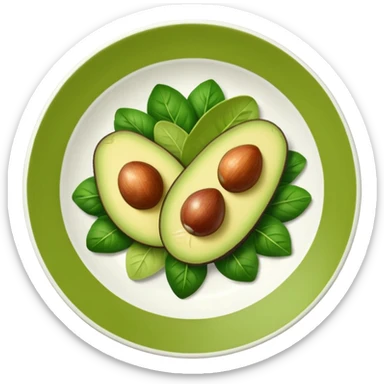 A stylized salad plate in greens or avocado with the hashtag #VogueBodyClinic sticker