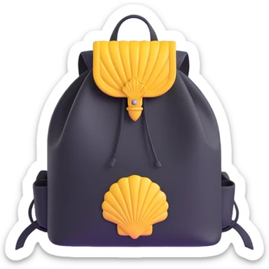 pilgrim backpack with scallop shell symbol sticker