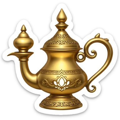 A hyperrealistic Antique gold Magic lamp sticker