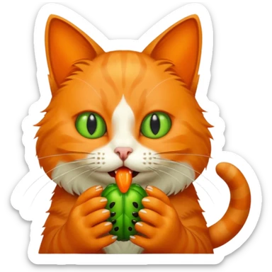 Cat eating bug sticker